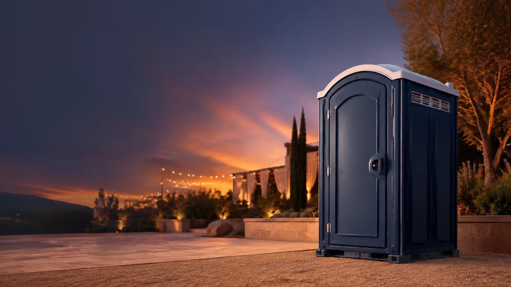 Portable restroom shown for rental planning in Garner, NC